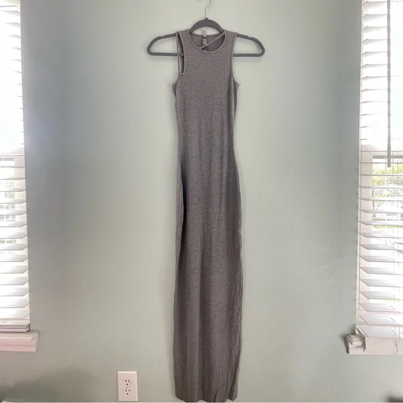 SKIMS Soft Lounge Rib Cutout Nightgown Heather Grey - Picture 3 of 9
